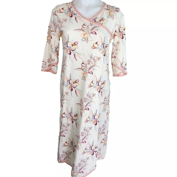 Garnet Hill Asian Wrap Floral Nightgown - Picture 1 of 3